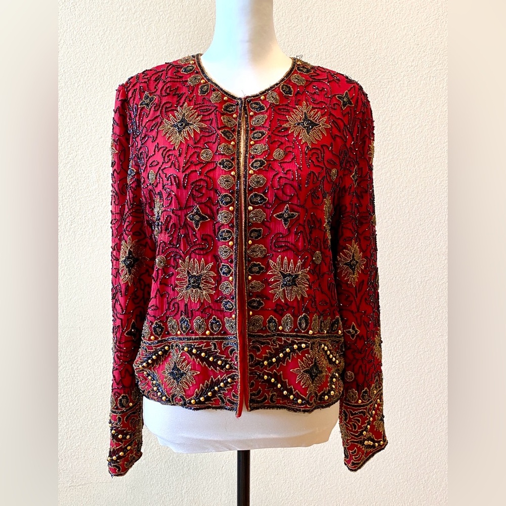 Pappell Boutique Evening Vintage Beaded and Jewel Encrusted Jacket